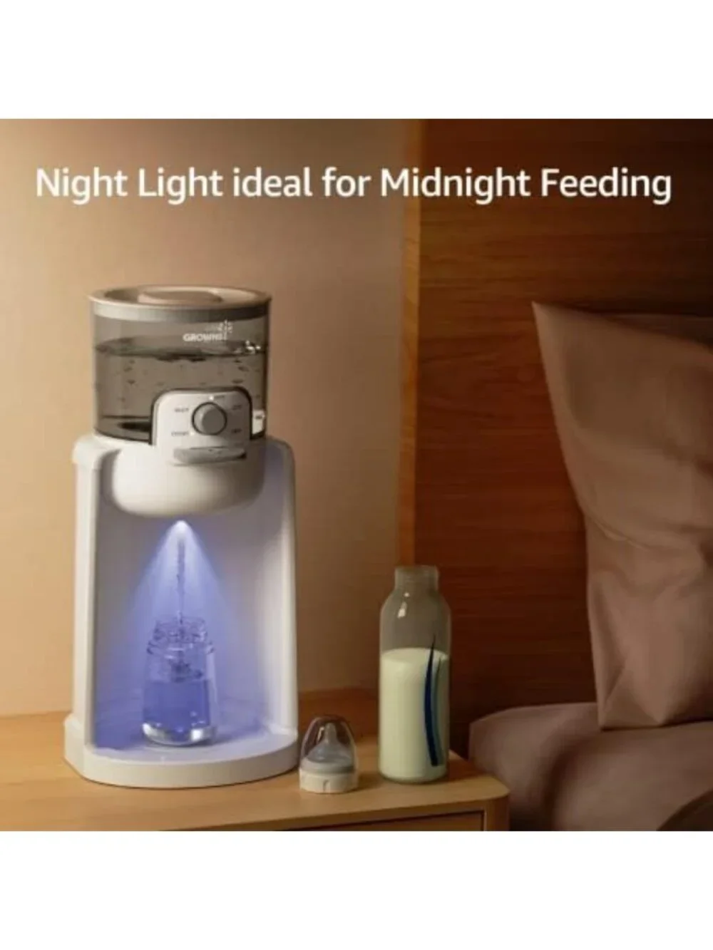 Instant Baby Bottle Warmer with Night Light & 4-Temp Control for Quick Heating